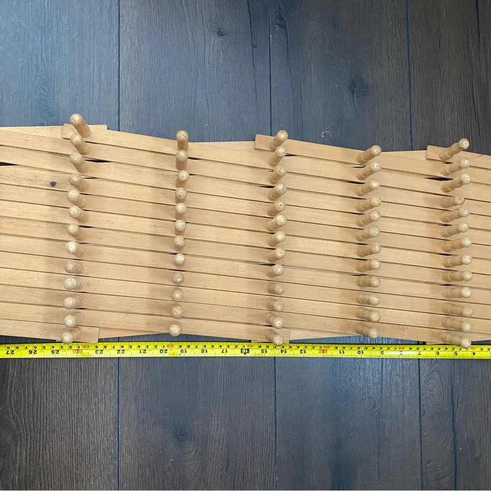 XL 84 Peg Wooden Accordion Expandable Peg Rack Vintage Wall Shelf Display